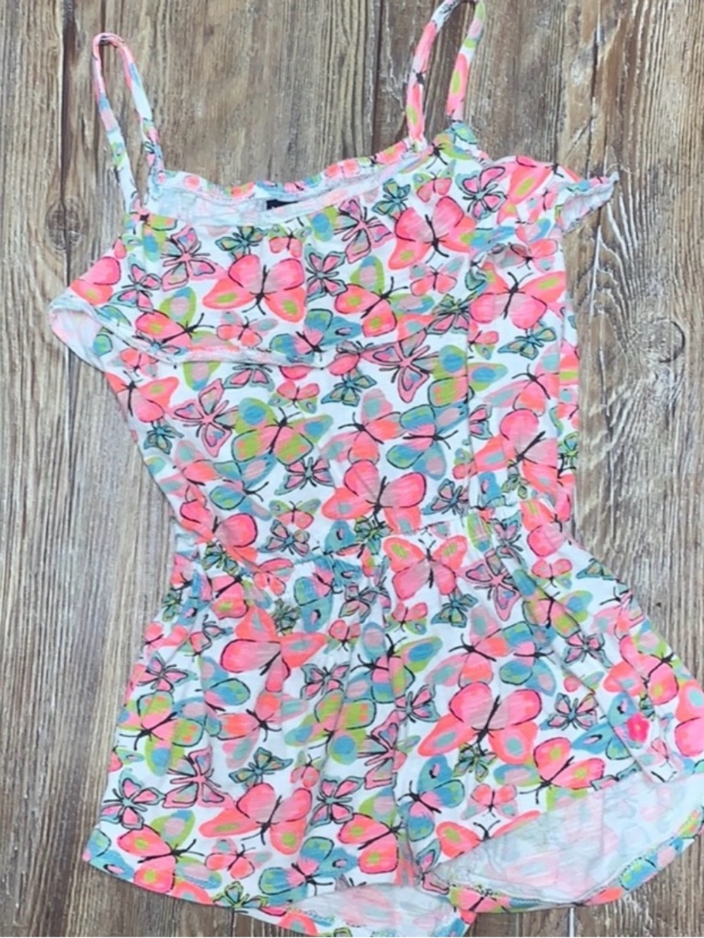 Limited Too Pink Multicolor Butterfly Print One-Piece Romper